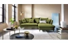 Rohová sedacia súprava Glam, machová zelená látka, pravý roh