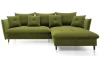 Rohová sedacia súprava Glam, machová zelená látka, pravý roh