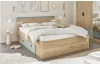 Posteľ s nočnými stolíkmi Savina 180x200 cm, dub artisan/šalviová, s osvetlením