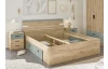 Posteľ s nočnými stolíkmi Savina 180x200 cm, dub artisan/šalviová, s osvetlením