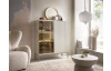 Skrinka s vitrínou Sento, kašmírovo béžová/šampaň, s osvetlením