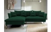 Rohová sedacia súprava Glam, tmavo zelená látka, ľavý roh