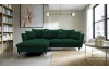 Rohová sedacia súprava Glam, tmavo zelená látka, ľavý roh