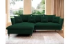 Rohová sedacia súprava Glam, tmavo zelená látka, ľavý roh
