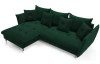 Rohová sedacia súprava Glam, tmavo zelená látka, ľavý roh