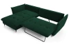 Rohová sedacia súprava Glam, tmavo zelená látka, ľavý roh