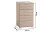 Nočný stolík/skrinka so 4 zásuvkami Smilla, výška 79 cm, dub sonoma