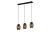 Závesné stropné osvetlenie Bidar 71 cm, černý kov/dřevo, 3 svítidla