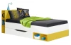 Posteľ so zásuvkou Mobi 90x200 cm, biela/žltá