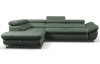 Rohová sedacia súprava Fabio, šedo-zelená látka, ľavý roh