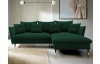 Rohová sedacia súprava Glam, tmavo zelená látka, pravý roh