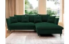 Rohová sedacia súprava Glam, tmavo zelená látka, pravý roh