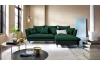 Rohová sedacia súprava Glam, tmavo zelená látka, pravý roh
