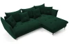 Rohová sedacia súprava Glam, tmavo zelená látka, pravý roh