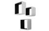 Súprava nástenných regálov (3 ks) Cubo, biela/čierna lesk