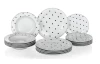Súprava tanierov (18 dielov) Vanesa, biela/čierne bodky