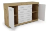 Komoda so zásuvkami Ares 150 cm, dub artisan/biela