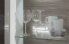 Široká vitrína Dalia typ 16, bielená pína/šedý dub, 2 dvere