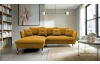 Rohová sedacia súprava Glam, tmavo žltá látka, ľavý roh