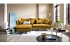 Rohová sedacia súprava Glam, tmavo žltá látka, ľavý roh