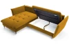 Rohová sedacia súprava Glam, tmavo žltá látka, ľavý roh