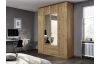 Šatníková skriňa so zrkadlom Case, 181 cm, dub artisan