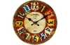 Nástenné hodiny 30 cm, barevné, vintage, MDF