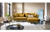 Rohová sedacia súprava Glam, tmavo žltá látka, pravý roh