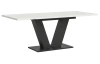 Rozkladací jedálenský stôl Moteon 150x90 cm, biely/sivý, podnož V