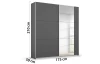 Šatníková skriňa Kronach, 175 cm, šedá/zrkadlo