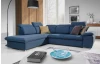 Rohová sedacia súprava Aldon, denimovo modrá tkanina, ľavý roh