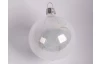 Vianočná ozdoba Guľa s perím, transparentná, sklo, 7 cm