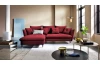 Rohová sedacia súprava Glam, červená látka, ľavý roh