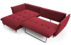 Rohová sedacia súprava Glam, červená látka, ľavý roh