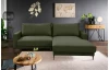 Rohová sedacia súprava Viano, lesná zelená látka, pravý roh