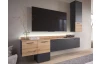Obývacia stena s osvetlením Goul, tmavo šedá/dub evoke