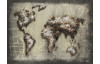 Kovový obraz na stenu Mapa sveta 80x60 cm, šedý vintage