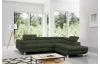 Rohová sedacia súprava Lotos, fľaškovo zelená látka, pravý roh