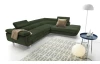 Rohová sedacia súprava Lotos, fľaškovo zelená látka, pravý roh