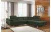 Rohová sedacia súprava Lotos, fľaškovo zelená látka, pravý roh