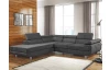 Rohová sedacia súprava Lotos, tmavo šedá látka, ľavý roh