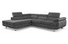 Rohová sedacia súprava Lotos, tmavo šedá látka, ľavý roh