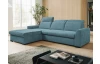 Rohová sedačka Arya, modrá štruktúrovaná tkanina, ľavý roh
