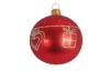 Vianočná ozdoba sklenená guľa 6 cm, červená, darček a srdiečko