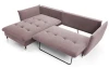 Rohová sedacia súprava Glam, ružová látka, ľavý roh
