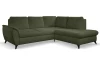 Rohová sedací souprava Geneva, smaragdovo zelená látka, pravý roh