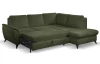 Rohová sedací souprava Geneva, smaragdovo zelená látka, pravý roh