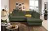 Rohová sedací souprava Geneva, smaragdovo zelená látka, pravý roh