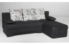 Rohová sedacia súprava Polaris, čierna látka/šedý motiv kvetín