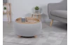 Okrúhly taburet zmeniteľný na stolík Tiziano, svetlo šedá látka